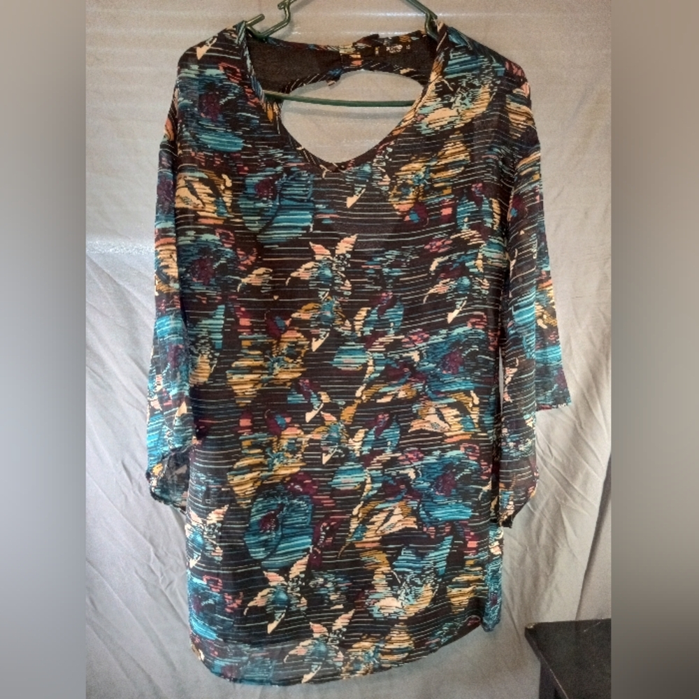 Rusty Black And Teal Abstract Mini Dress
